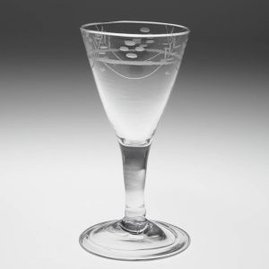 Georgian Engraved Gin Glass With Folded Foot c1750