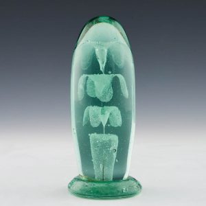 A Victorian Green Glass Three Tiered Flowerpot Paperweight c1880