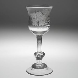 Engraved Georgian Balustroid Wine Glass c1740