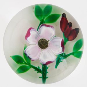 A Peter Holmes Selkirk Wild Rose Paperweight c1982