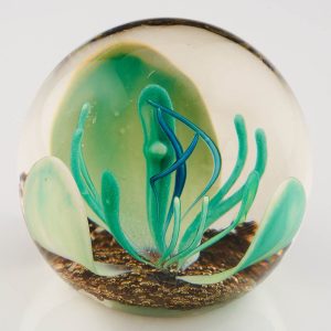 A Selkirk Glass Peter Holmes Limited Edition Lotus Paperweight