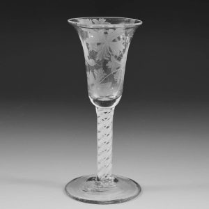 Northern European Engraved Opaque Twist Wine Glass c1780