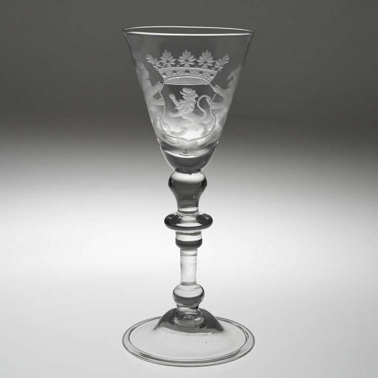 Dutch Armorial Engraved Light Baluster Goblet c1755