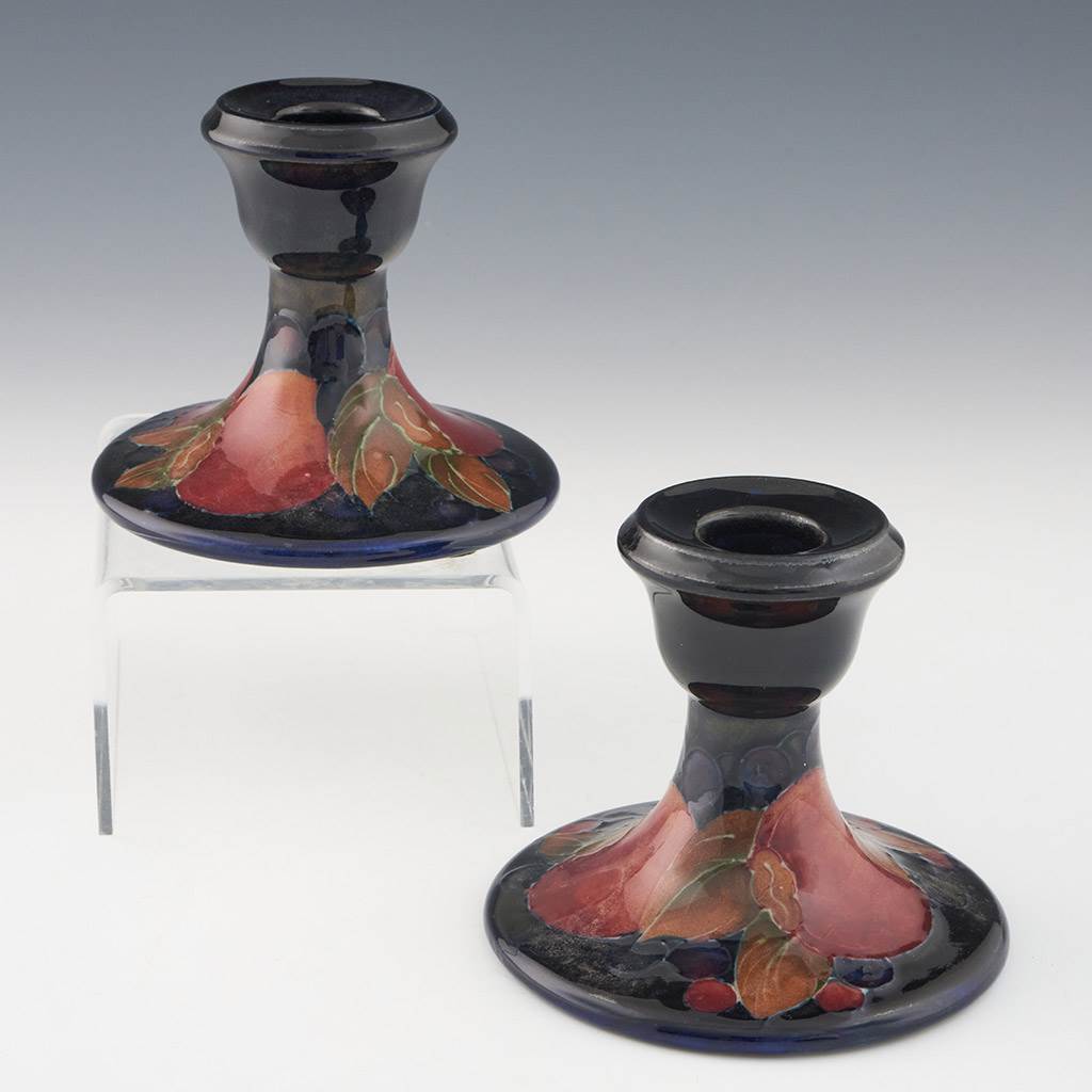 A Pair of Moorcroft Candlestick Holders