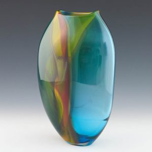Phil Atrill Tall Horizon Blue Studio Glass Vase