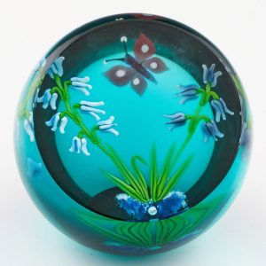 A William Manson Butterfly and Bluebells Paperweight 15/50