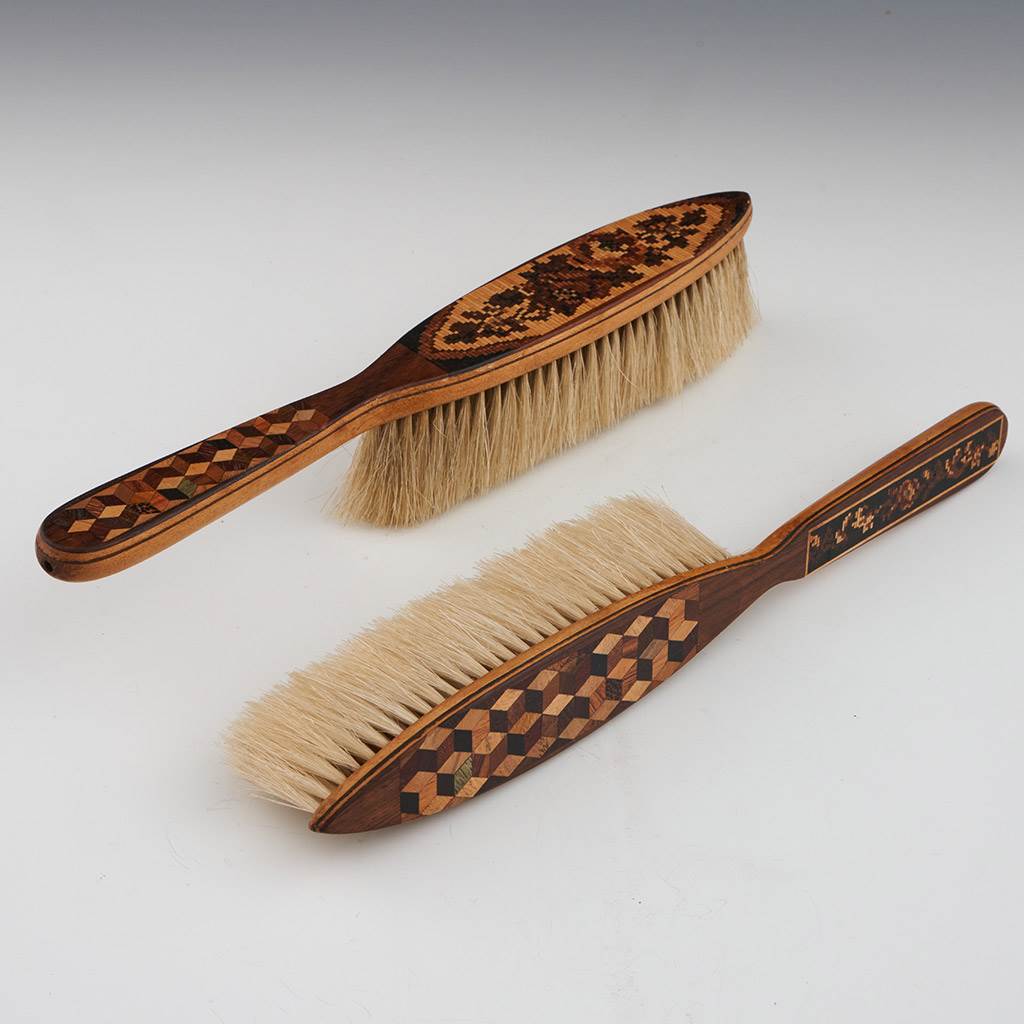A Pair of Tunbridge Ware Dressing Table Brushes