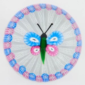 A John Deacons Millefiori Butterfly Paperweight 1997