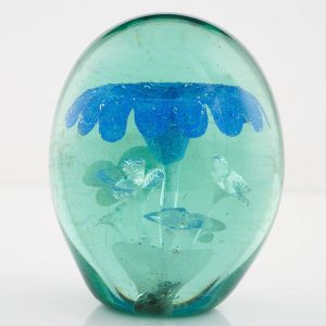 A Very Rare Old English Victorian Blue Flower Dump Paperweight c1880