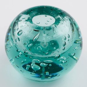 A Victorian Green Glass Bubble Paperweight Inkwell c1880