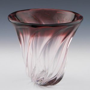 Signed Val St Lambert Torsade Vase c1957