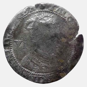 James I Silver Sixpence Second Coinage, Escallop Initial Mark, 1606