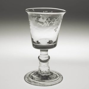 Engraved Georgian Folded Foot Gin Glass c1810