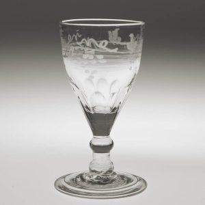 Engraved Folded Foot Georgian Gin Glass c1805