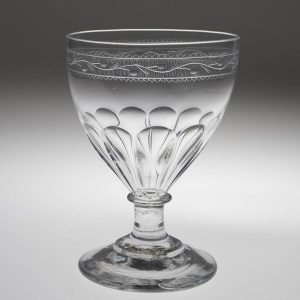 A Beautifully Engraved Petal Moulded 18th Century Glass Rummer c1780