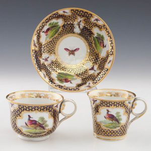 Chamberlains Worcester Fancy Birds Trio George Davis c1803
