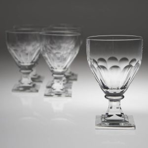 Set of Six William Yeoward Terraced Square Foot Rummers