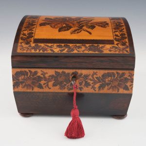 Tunbridge Ware Trinket Box with Floral Mosaics c1865
