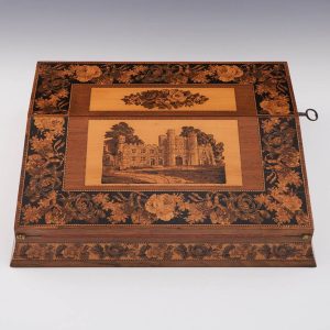 Tunbridge Ware - A Writing Slope Depicting Battle Abbey Gatehouse c1870