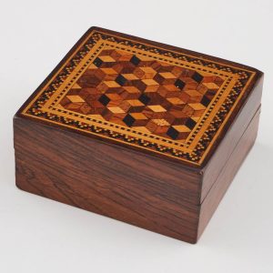A Rosewood Tunbridge Ware Trinket Box c1900