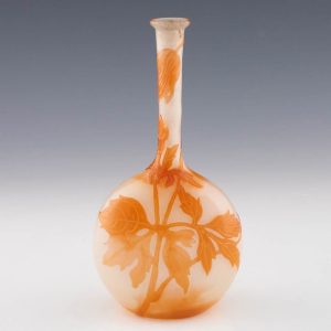 Fire Polished Galle Banjo Vase c1905