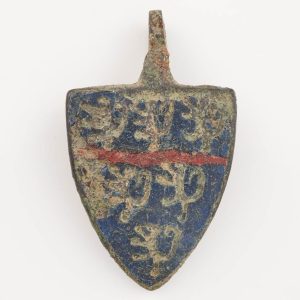 Late Medieval Bronze Heraldic Horse Harness Pendant, Leybourne Family Crest, 13th-14th Century