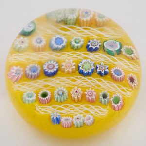 A John Deacons Clichy Rose Linear Millefiori Paperweight c2000