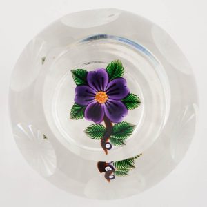 A John Deacons Purple Lampwork Violet Piedouche Paperweight c2000