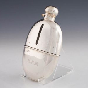 A Sterling Silver and Glass Pocket Flask London 1909