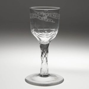 Order Of The Garter Facet Cut Stem Wine Glass c1790