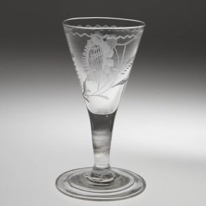 An Engraved 18th Century Gin Glass with Folded Foot c1780