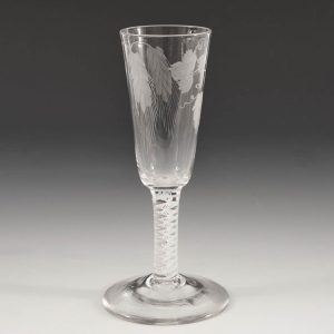 An Engraved Opaque Twist Ale Glass c1760
