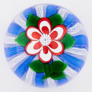 A John Deacons Lampwork  Pansy Filigrana Crown Paperweight 2003