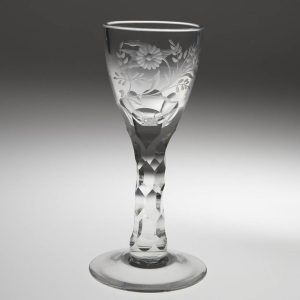 Georgian Style Wine Glass with Facet Cut Stem c1900