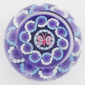A John Deacons J Glass Millefiori Butterfly Garland Limited Edition Paperweight 1981