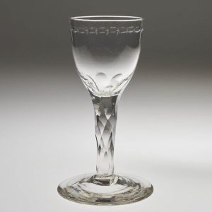OXO Engraved Facet Cut Stem Georgian WIne Glass c1770