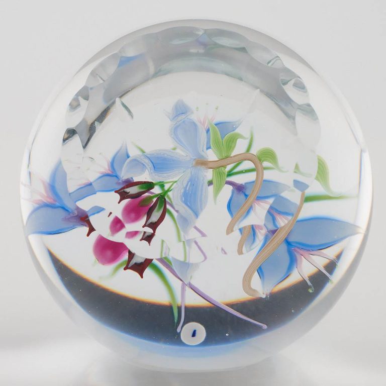 Caithness Whitefriars Paperweight Orchids By Allan Scott