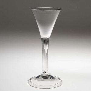 An Elegant Plain Stem Georgian Wine Glass c1745