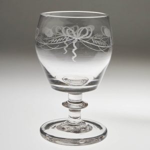 Engraved Incurved Bucket Bowl Irish Glass Rummer c1820