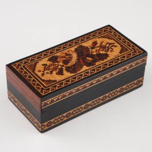 Tunbridge Ware Three Compartment Stamp Box c1890