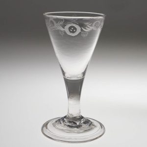 Engraved Georgian Gin Glass c1750