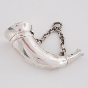 Sampson Mordan Silver Horn Vinaigrette and Whistle June 1870