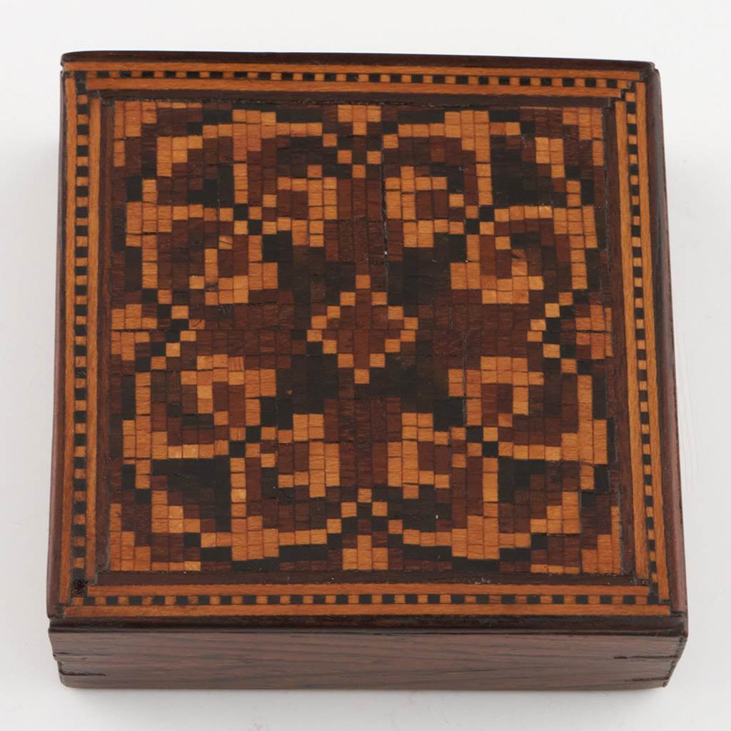 Tunbridge Ware Tangram Puzzle Box c1860 18th century glass