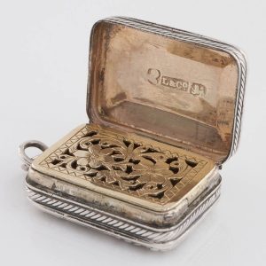 Very Fine Miniature Sterling Silver Vinaigrette Birmingham 1819