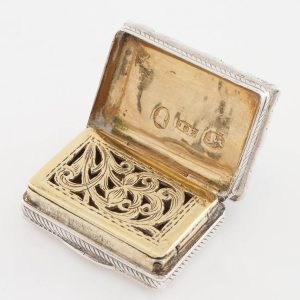 A Fine Miniature Sterling Silver Vinaigrette Birmingham 1819
