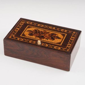 Tunbridge Ware Pin Hinged Trinket Box c1860