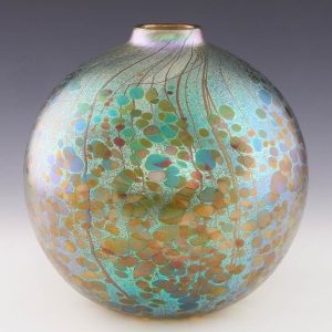 Signed Timothy Harris Isle of Wight Summer Fruits Greenberry Ball Vase c2005