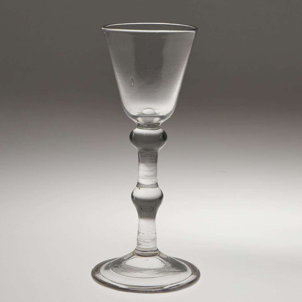 Georgian wine glass with balustroid stem c1740