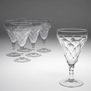 Six Facet Cut Wine Glasses c1930
