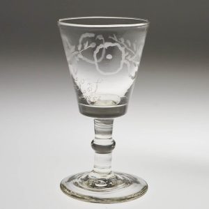 Engraved Georgian Gin Glass with Bucket Bowl c1840